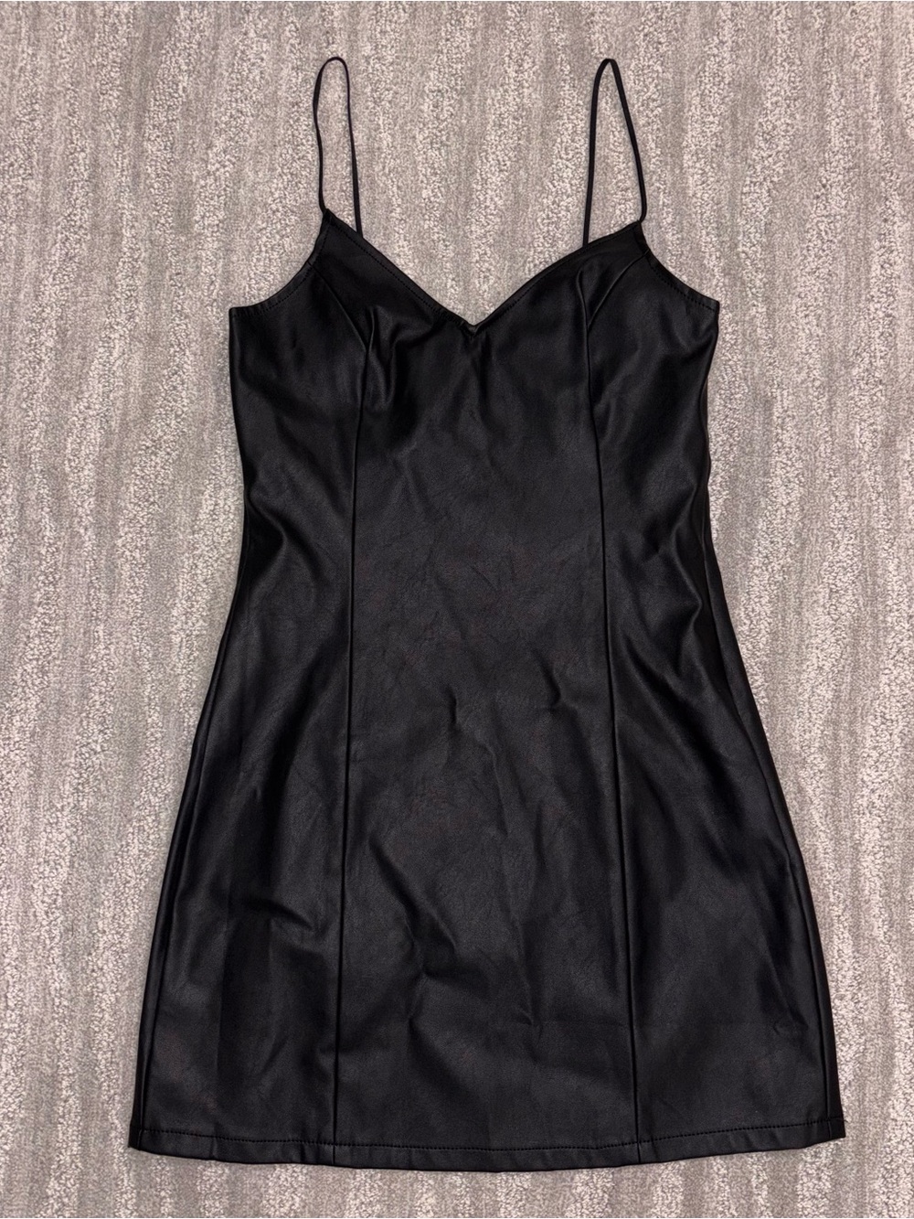 NWT Abercrombie & Fitch Black Vegan Leather Mini Dress Biker Boho Women’s Sz XS